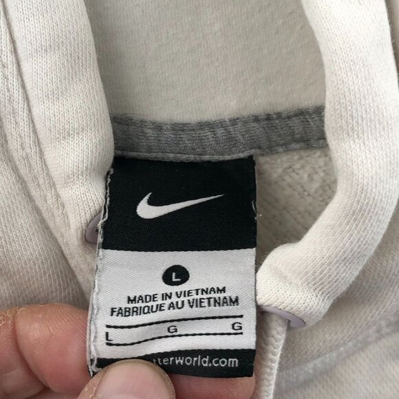 Nike Mens Hoodie Sweatshirt Large Pullover Athletic Football White Embroidered - Picture 3 of 11